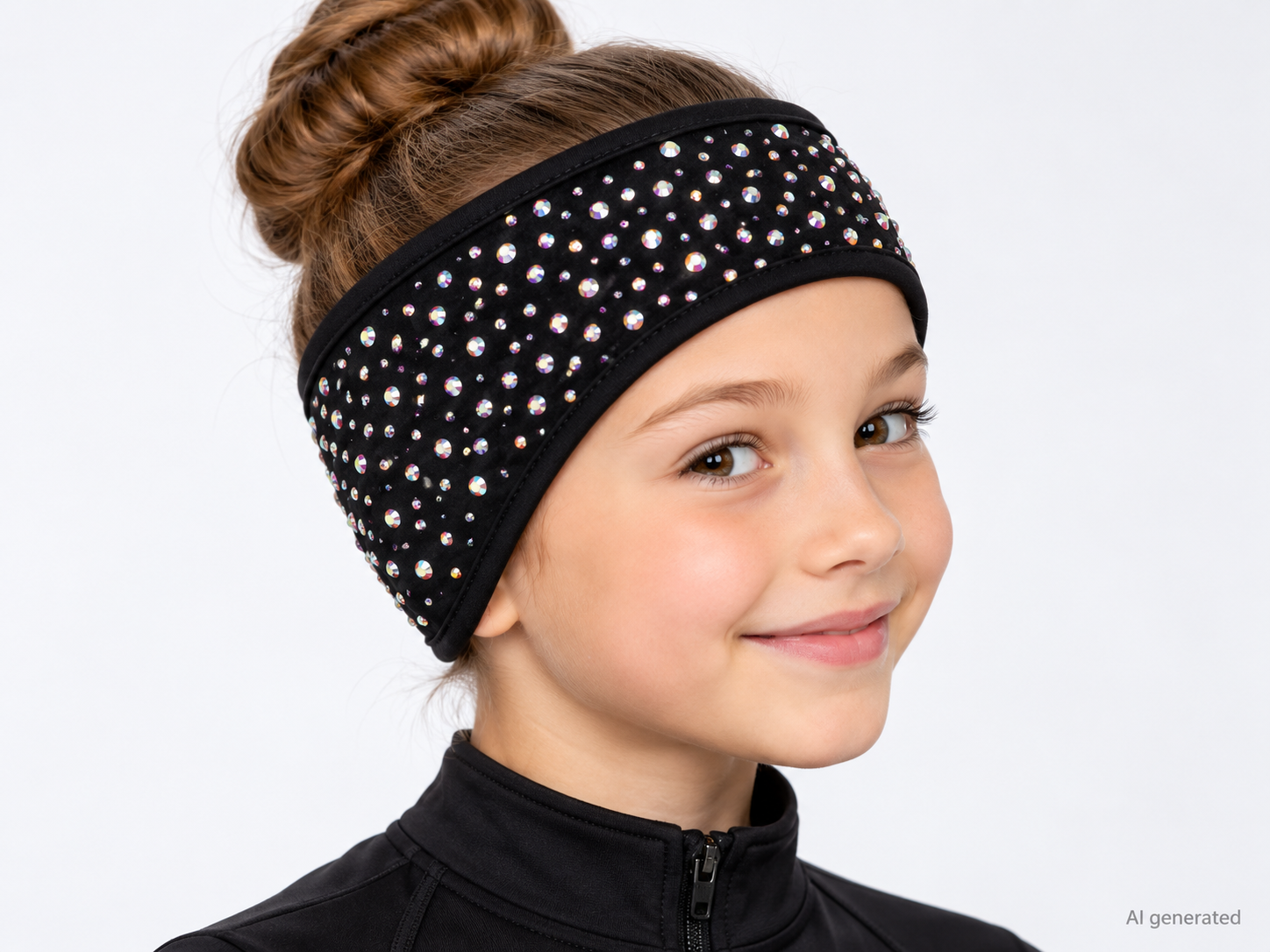 Smiling girl wearing a sparkling black headband